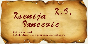 Ksenija Vančević vizit kartica